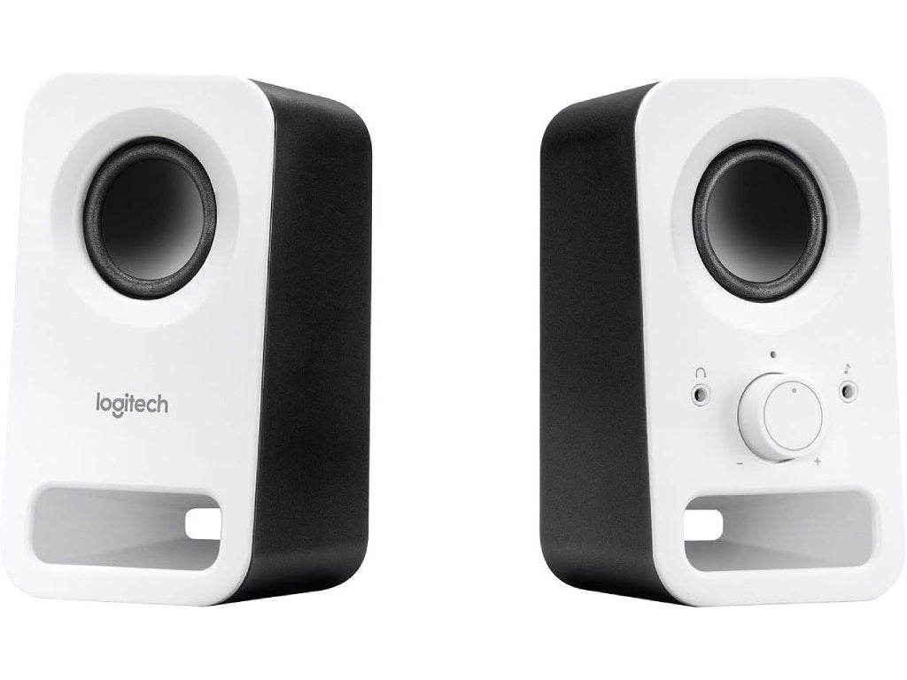 LOGITECH Z150 Compact Stereo Speakers, Total Watt (RMS): 3W, 3.5 mm input*2, Headphone jack*1, White