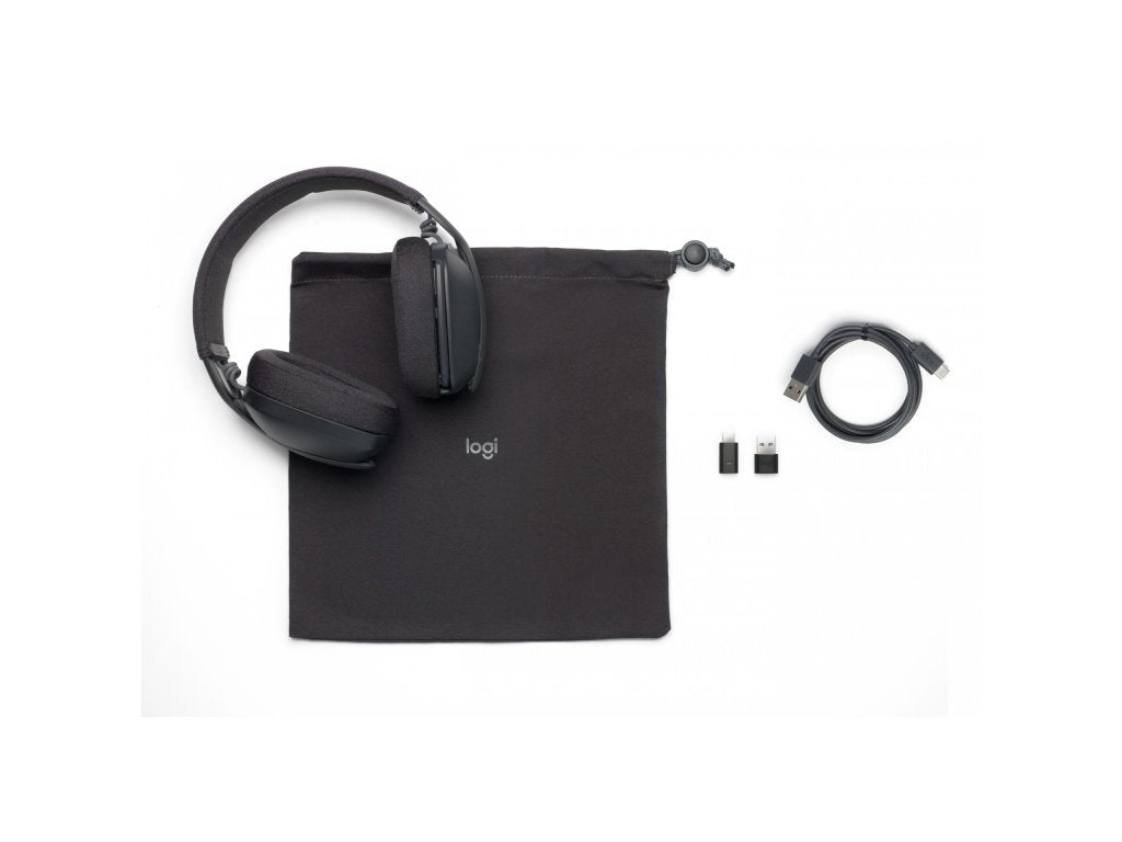 LOGITECH Zone Vibe Wireless Headphones for Business, dual noise-canceling mics, 40mm speaker drivers