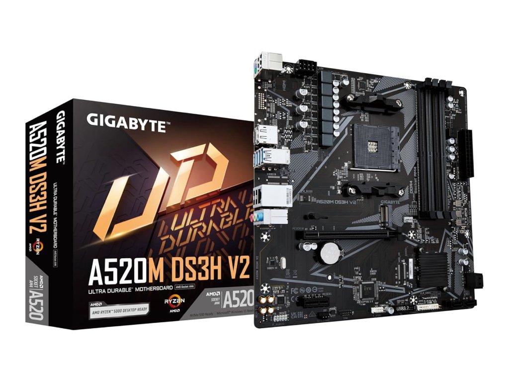 GIGABYTE AMD Ryzen MB A520M DS3H V2,4*DDR4 DIMM 4733MHz,RAID, DP - HDMI, USB 3.2,NVMe PCIe 3.0 M.2,AM4