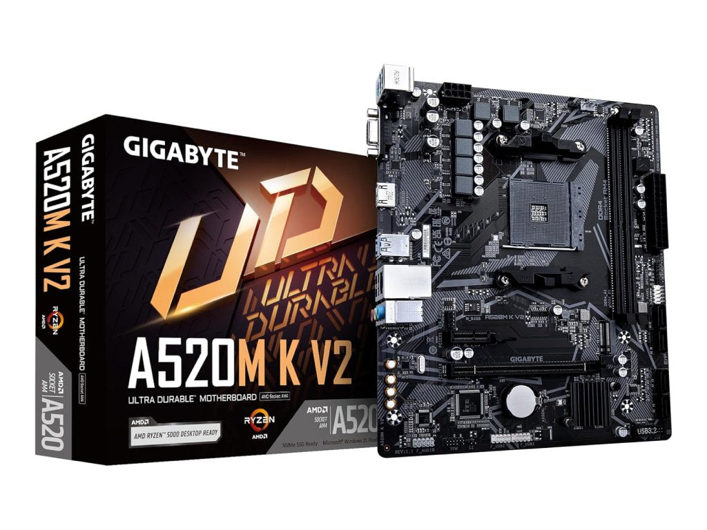GIGABYTE AMD MB A520M K V2, 2*DDR4 DIMM 5100MHz, M.2, RAID, VGA - HDMI, USB 3.2, Socket AM4
