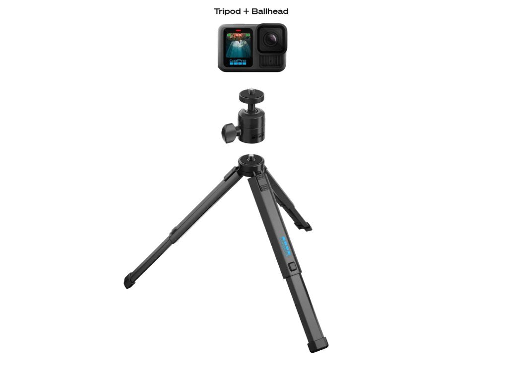 GoPro Tripod + Ball Head - Collapsible Aluminum Design, 1 - 4-20 Ball Head Versatility