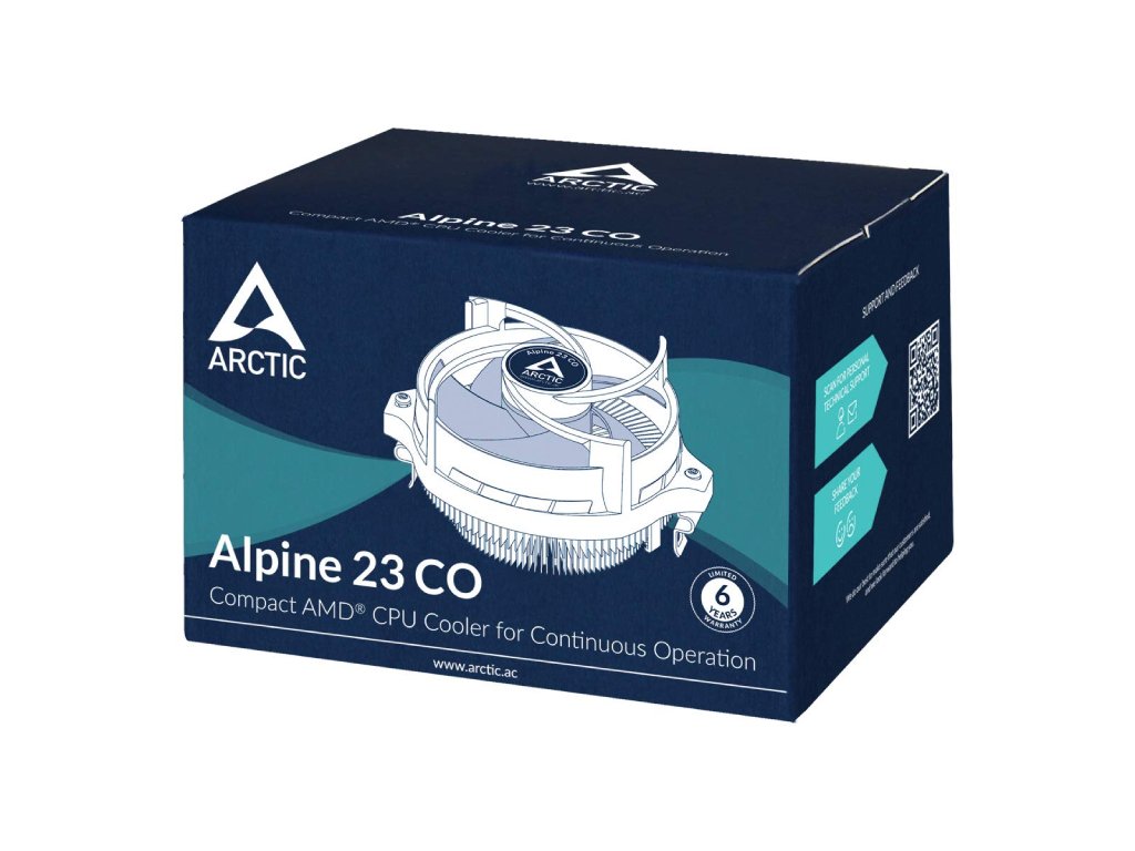 ARCTIC Alpine 23 CO Compact AMD CPU Cooler, 90 mm Fan, 2002700 rpm, Dual Ball Bearing, AM5, AM4