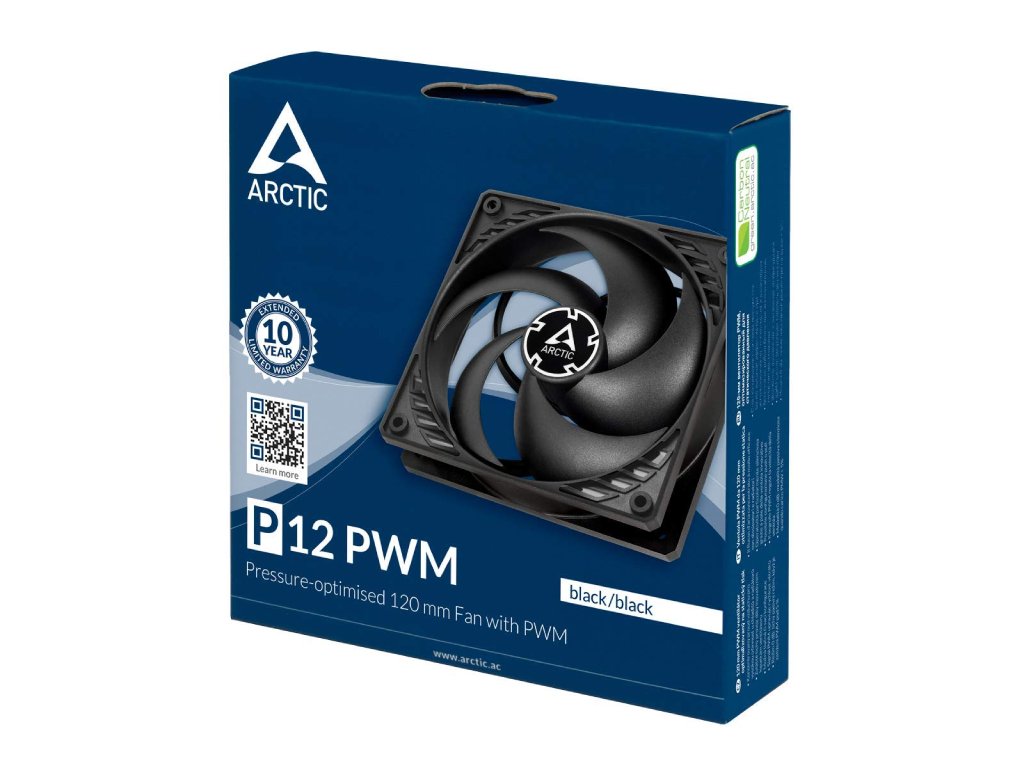 ARCTIC P12 PWM 120 mm PWM Fan, 200-1800 rpm PWM Controlled, Fluid Dynamic Bearing, 4-Pin Connector