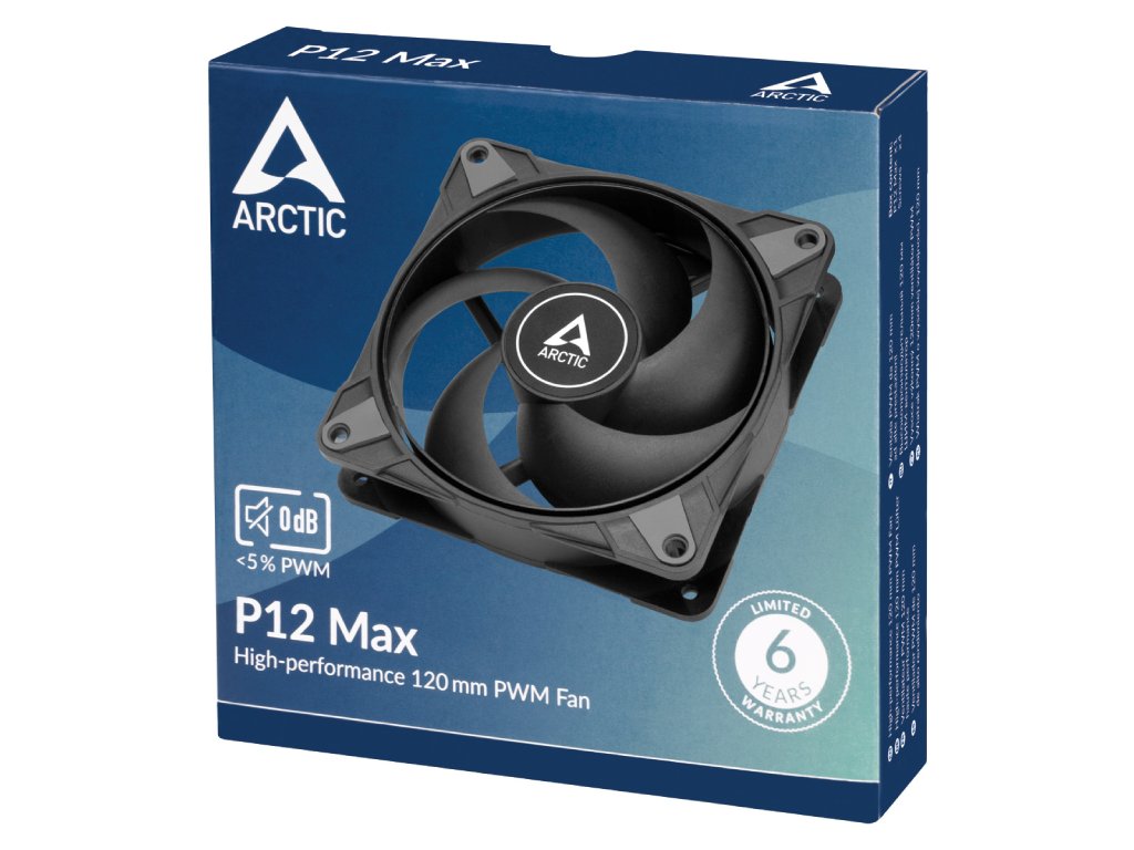 ARCTIC P12 Max 120 mm High-Speed PWM Fan, 400-3300 rpm, Fluid Dynamic Bearing, 4-Pin PWM Connector