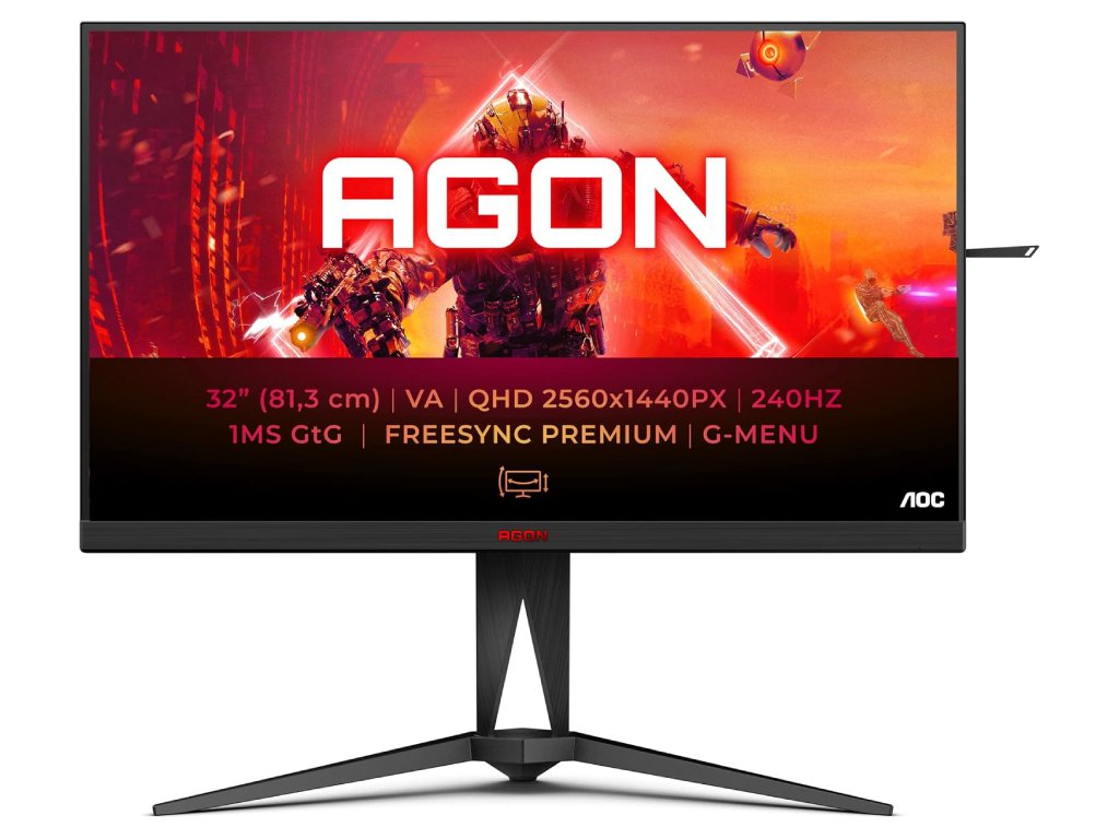 AOC AGON Gaming Monitor AG325QZN, 31.5", QHD 2560x1440, 240 Hz, 0.5 ms, HDMI*2 - DP*2 - USB*4, HAS - PIVOT