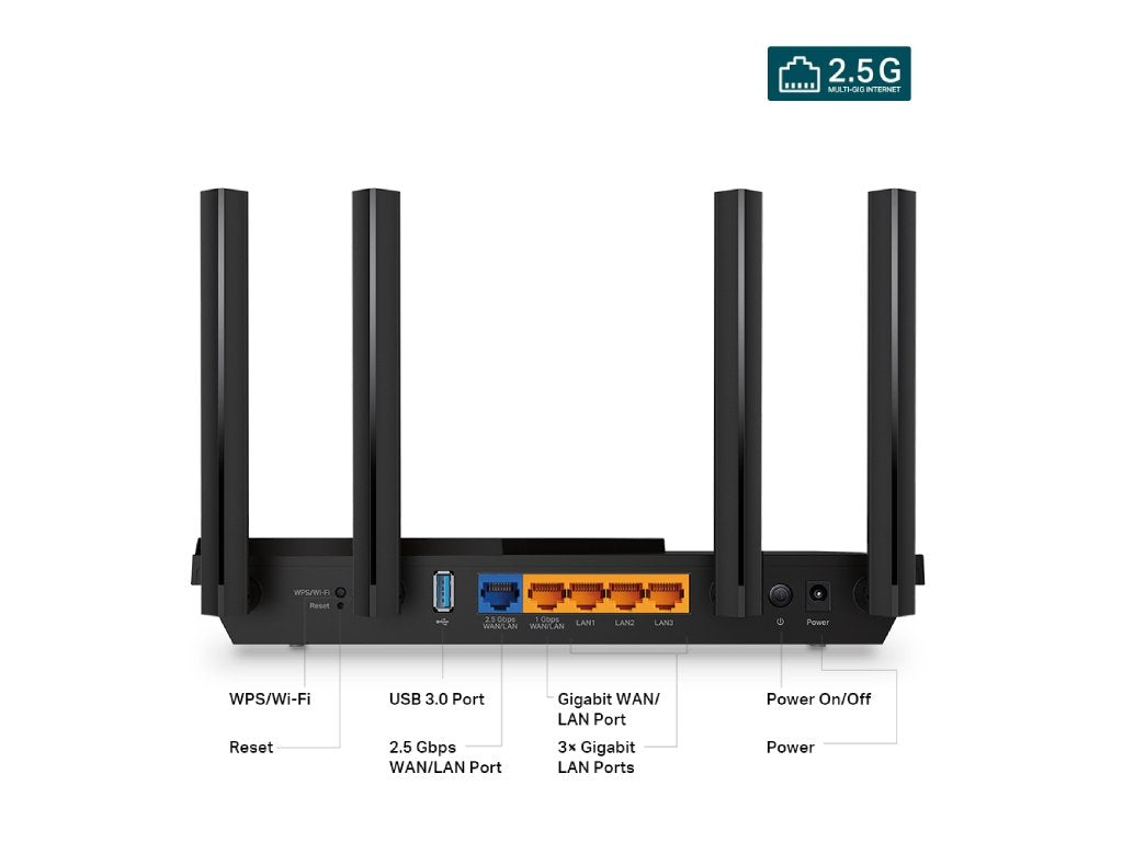 TP-LINK ARCHER AX55 PRO AX3000 Multi-Gigabit Wi-Fi 6 Router with 2.5G Port, USB 3.0