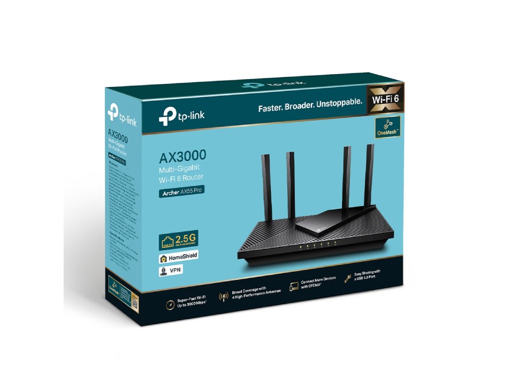 TP-LINK ARCHER AX55 PRO AX3000 Multi-Gigabit Wi-Fi 6 Router with 2.5G Port, USB 3.0