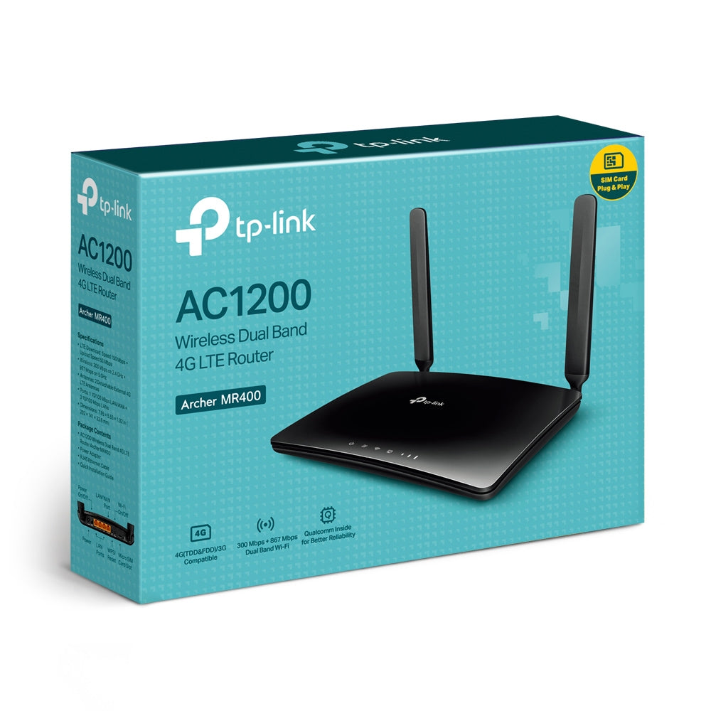 TP-LINK ARCHER MR400 AC1200 Wireless Dual Band 4G LTE Router up to 150 Mbps