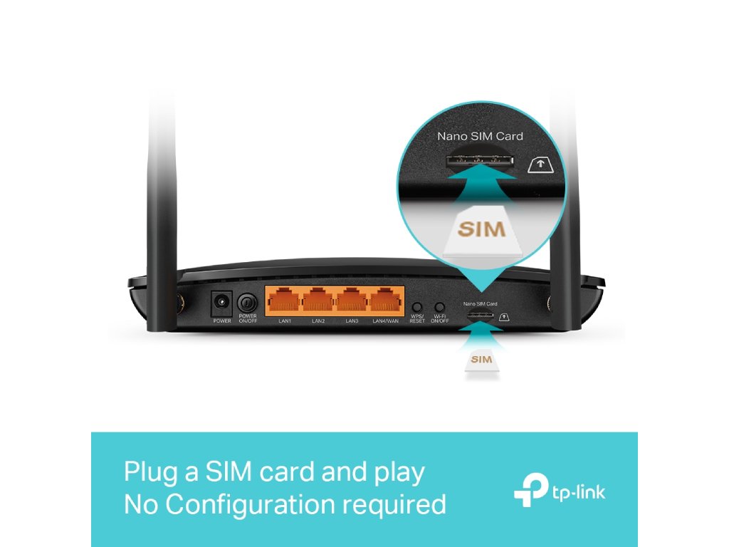 TP-LINK ARCHER MR500 4G+ Cat6 AC1200 Wireless Dual Band Gigabit Router, Nano SIM Card Slot