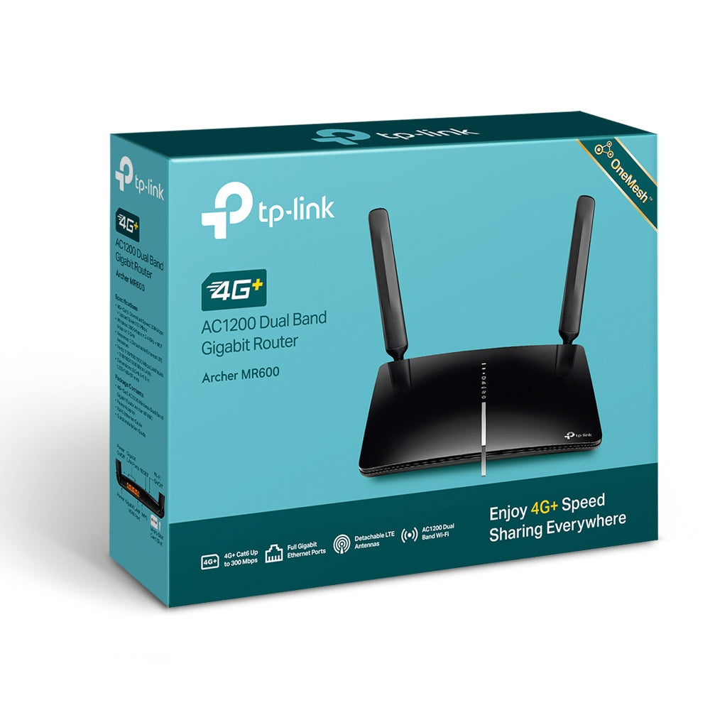 TP-LINK ARCHER MR600 4G+ Cat6 AC1200 Wireless Dual Band Gigabit Router, 1 Nano SIM Card Slot