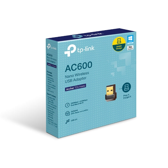 TP-LINK ARCHER T2U NANO AC600 Nano Wireless USB Adapter, Dual Band 2.4 GHz and 5 GHz