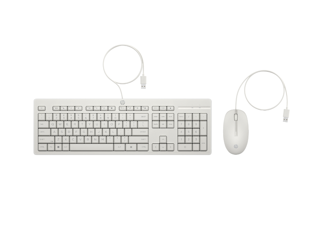 HP 225 Wired Mouse and KB G2 White