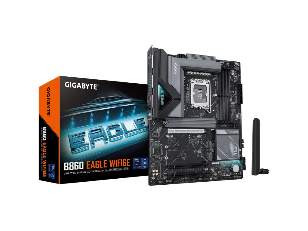 GIGABYTE INTEL MB B860 EAGLE WIFI6E, 4*DDR5 9066 MT - s,PCIe 5.0,3*M.2,DP - HDMI,2.5GbE,LGA 1851, WiFi6E