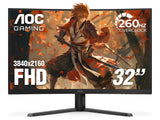 AOC FHD Gaming LED Curved Monitor C32G42ZE, 31.5", 1920x1080, 260Hz, 0.3 ms, DP - HDMI, Tilt