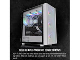 THERMALTAKE H570 TG Snow ARGB Mid Tower, Tempered Glass - Mesh Front Panel - 120mm ARGB Lite Fan*3 - USB