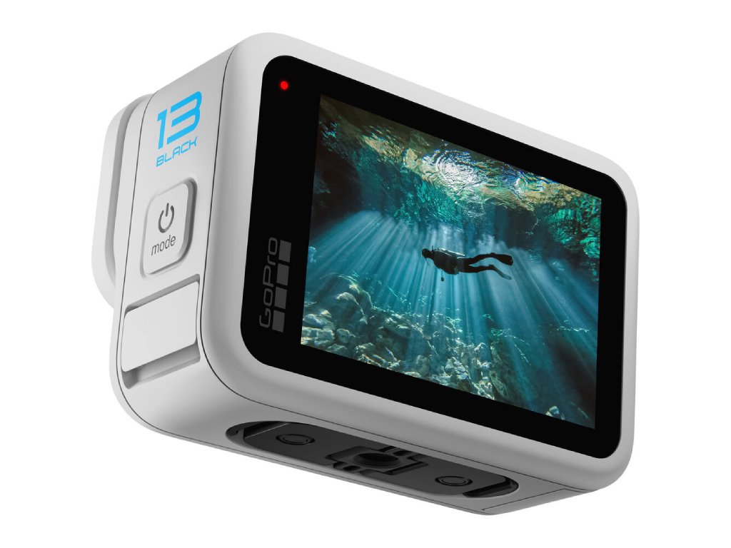 GoPro HERO13 Black in Polar White, 5.3K60 - 4K120, 27MP Photo, HyperSmooth 6.0, Dual LCD, 8x slo-mo