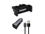 Energizer Max Universal Car Kit 2USB+USB-C Cable, Black