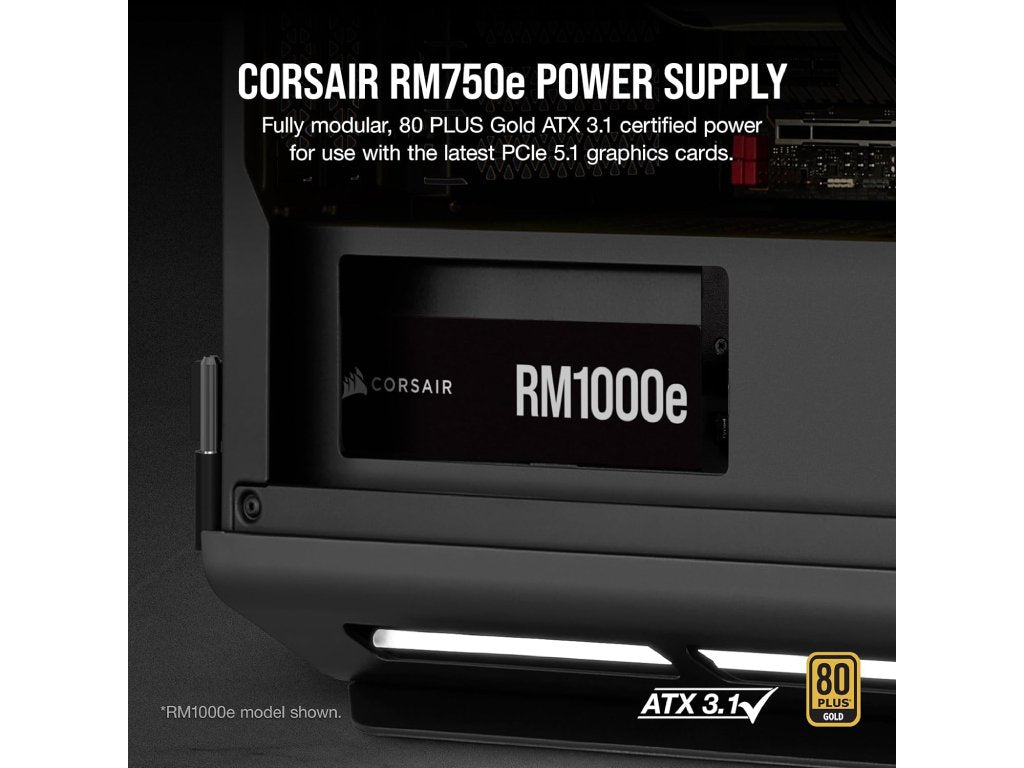 CORSAIR RMe Series RM750e - 750W 80 PLUS GOLD Fully Modular Low-Noise ATX 3.1 Power Supply, PCIe 5.1