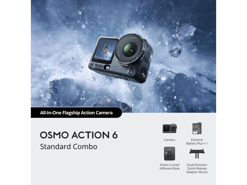 DJI Osmo Action 6 Standard Combo 4K - 120 Video, 38MP, OLED TS, 50GB Built-In Storage, 20m Waterproof