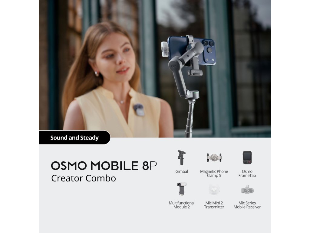 DJI Osmo Mobile 8P Creator Combo, Pro Framing and Tracking Phone Gimbal