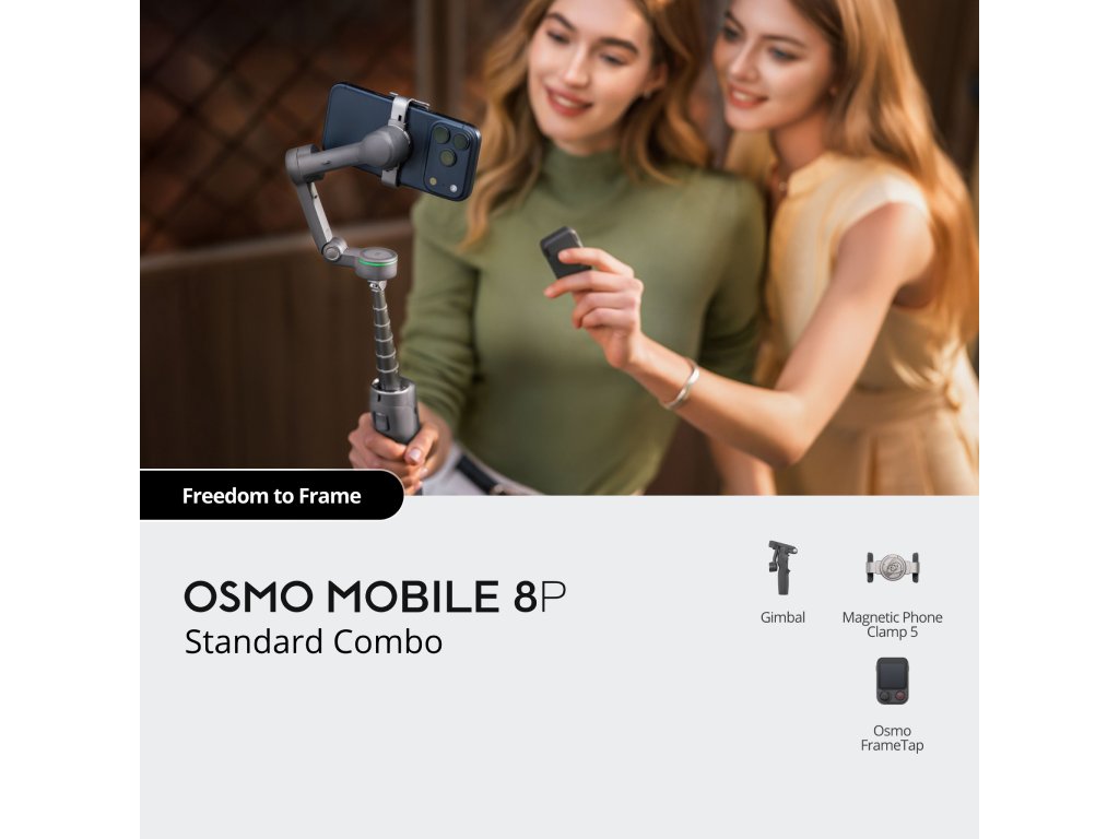 DJI Osmo Mobile 8P Standard Combo, Pro Framing and Tracking Phone Gimbal