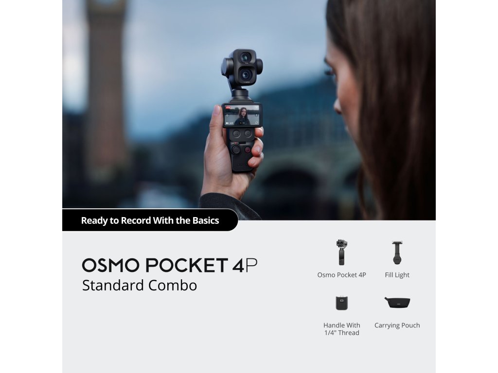 DJI Osmo Pocket 4P Standard Combo(Fill Light + Handle With 1 - 4" Thread + Carrying Pouch)