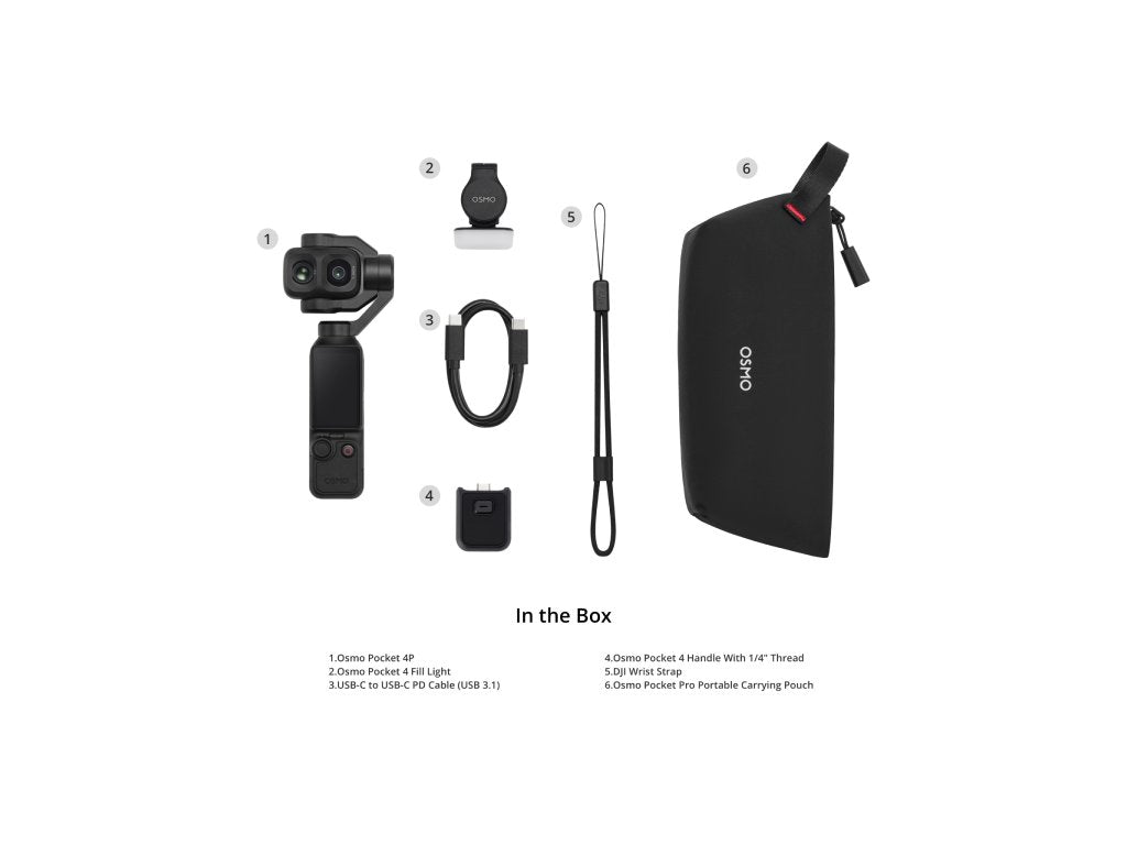 DJI Osmo Pocket 4P Standard Combo(Fill Light + Handle With 1 - 4" Thread + Carrying Pouch)