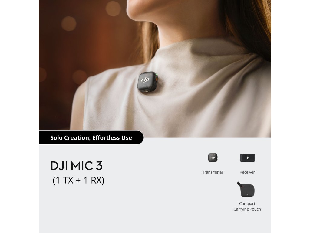 DJI Mic 3 (1 TX + 1 RX) - 1x DJI Mic 3 Transmitter + 1x DJI Mic 3 Receiver