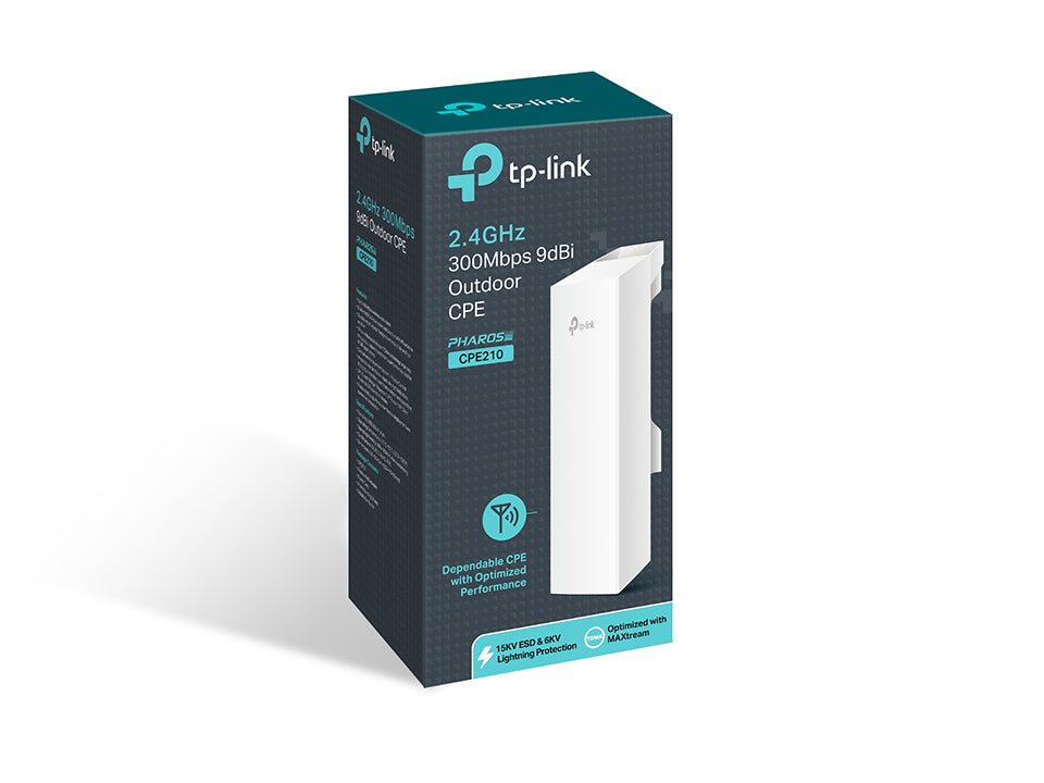 TP-LINK CPE210 Antena Outdoor 2.4GHz 300Mbps Wi-Fi 9dBi, 27dBm, 5+ km