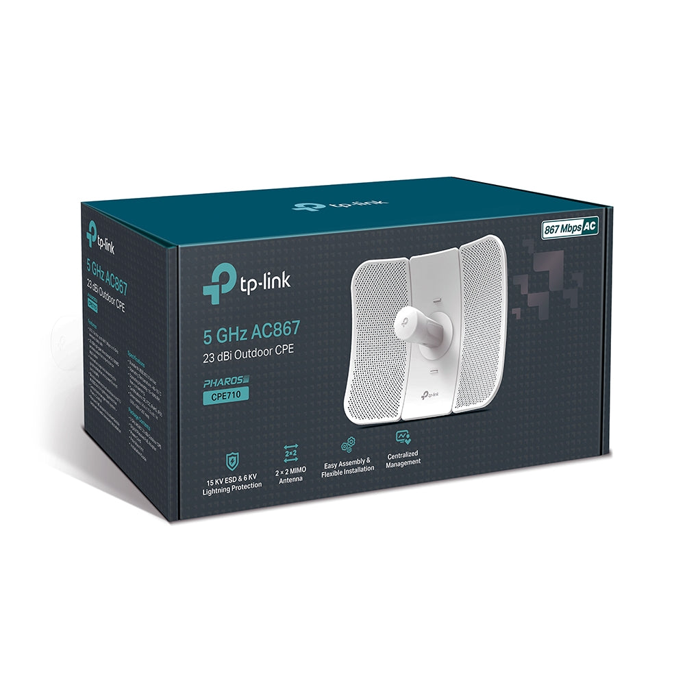 TP-LINK CPE710 5GHz AC 867Mbps 23dBi Outdoor CPE, IP65 weatherproof, Long-Distance Transmission