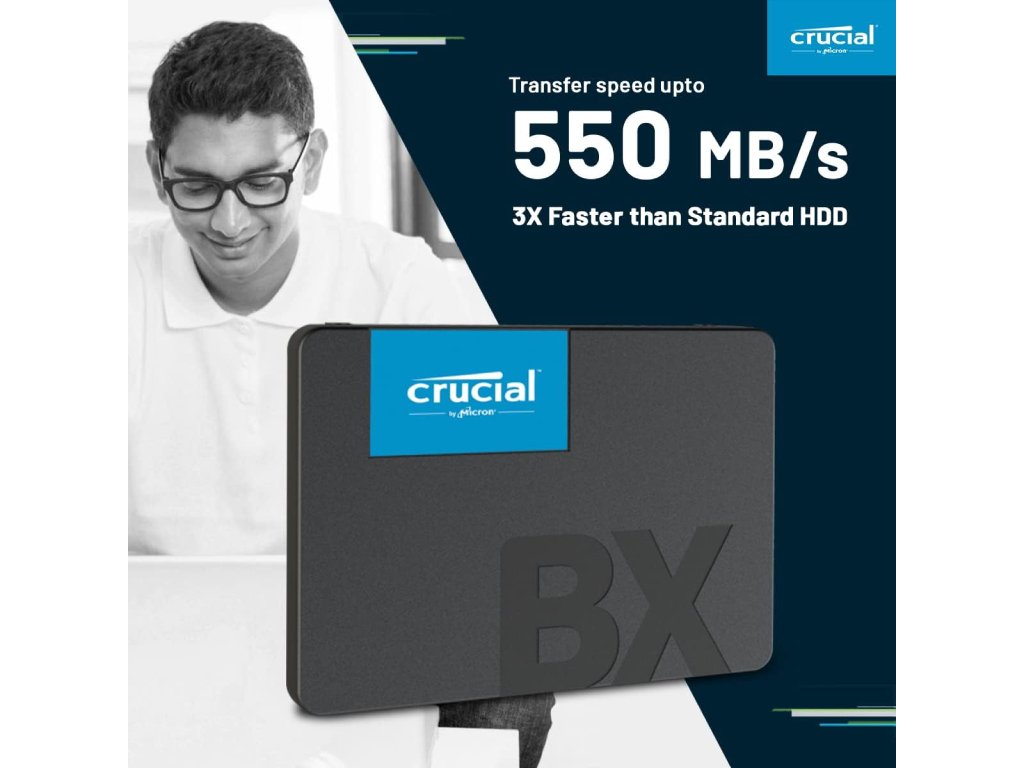 CRUCIAL BX500 500GB 3D NAND SATA 2.5-inch SSD, Sequential Read: 550 MB - s, Sequential Write: 500 MB - s