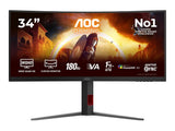 AOC Gaming Curved Monitor CU34G4CA, 34", WQHD 3440x1440, 180Hz, 1 ms, 2500:1, HDMI*2 - DP*1, 5 W x 2