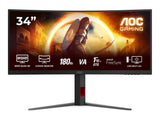 AOC Gaming Curved Monitor CU34G4, 34", WQHD 3440x1440, 180Hz, 1 ms, HDMI*2 - DP, HAS - Swivel - Tilt