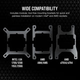 CORSAIR iCUE H100i RGB ELITE Liquid CPU Cooler, AF ELITE Series PWM fans, 240mm, 16 RGB LEDs