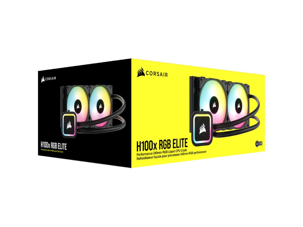 CORSAIR iCUE H100x RGB ELITE Liquid CPU Cooler, 240mm, INTEL - AMD, Fan Speed 1500 RPM