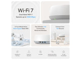 TP-LINK DECO BE25(2-PACK) BE5000 Whole Home Mesh WiFi 7 System, 2x 2.5Gbps, WPS