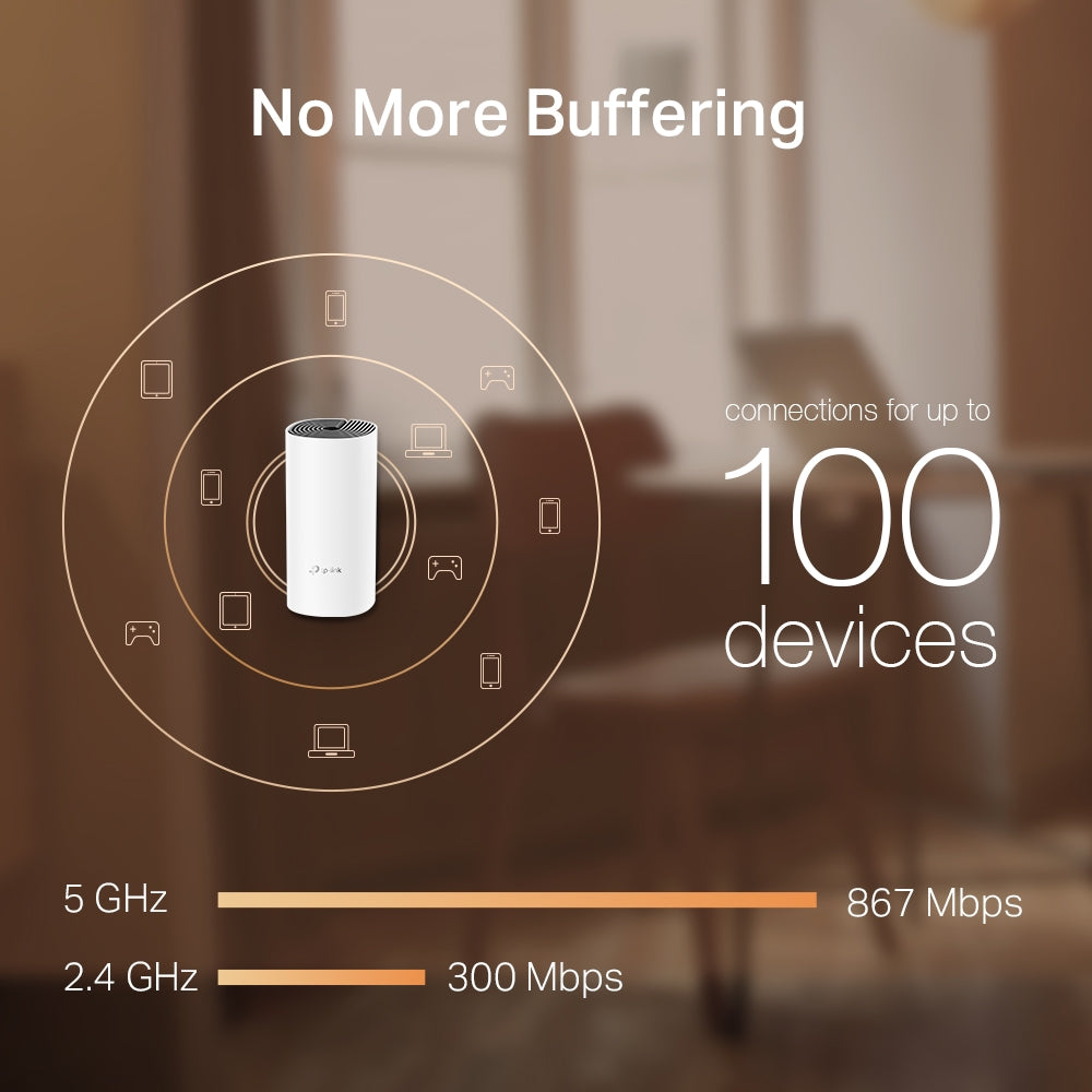 TP-LINK DECO M4(2-PACK) AC1200 Whole Home Mesh Wi-Fi System-delivers Wi-Fi to an area of up to 260m2