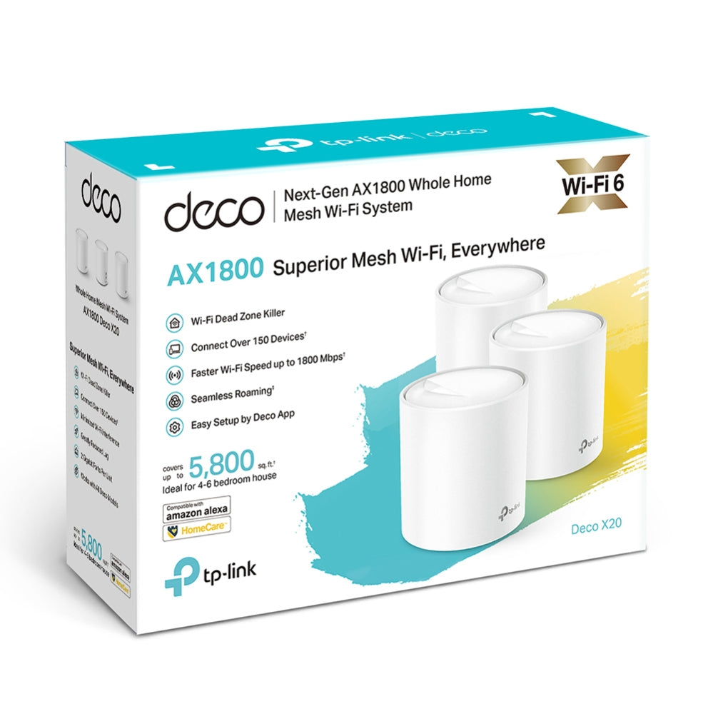 TP-LINK Deco X20(3-pack) AX1800 Whole Home Mesh Wi-Fi System, Cover up to 530m2