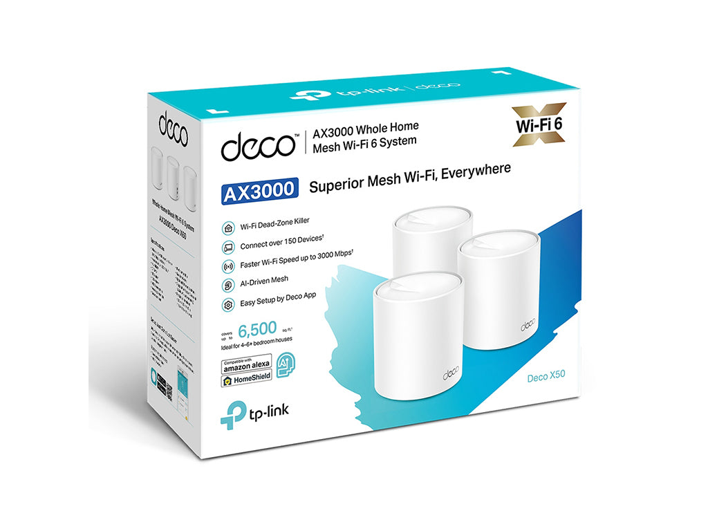 TP-LINK DECO X50(3-PACK) AX3000 Whole Home Mesh WiFi 6 System - Covers up to 600m2