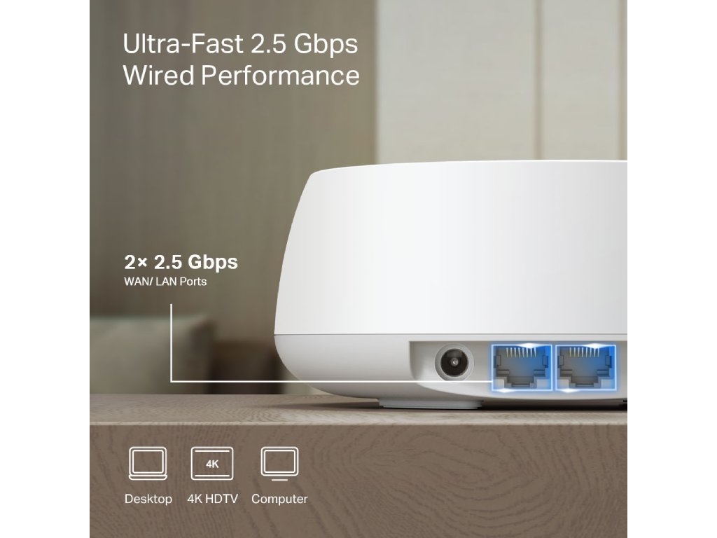 TP-LINK Deco BE25(3-pack) BE5000 Whole Home Mesh WiFi 7 System, 2 2.5 Gbps ports