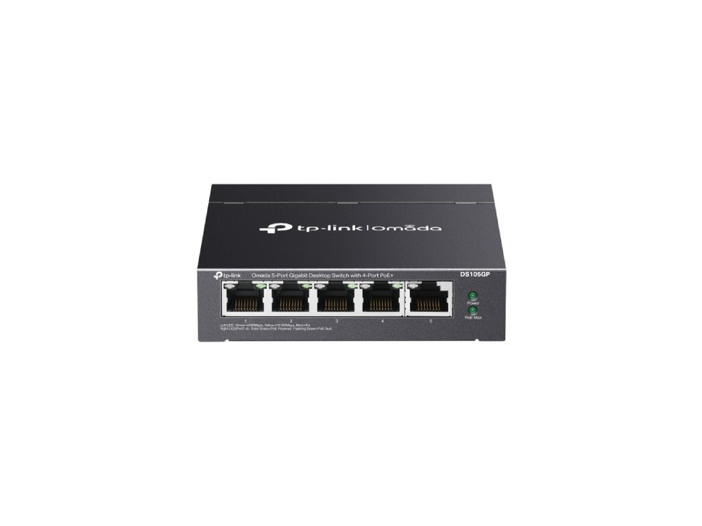 TP-LINK DS105GP Omada 5-Port Gigabit Unmanaged Desktop Switch with 4-Port PoE+, up to 250m, 65W
