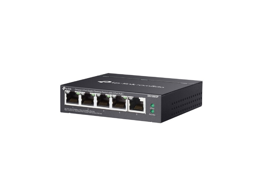 TP-LINK DS105GP Omada 5-Port Gigabit Unmanaged Desktop Switch with 4-Port PoE+, up to 250m, 65W