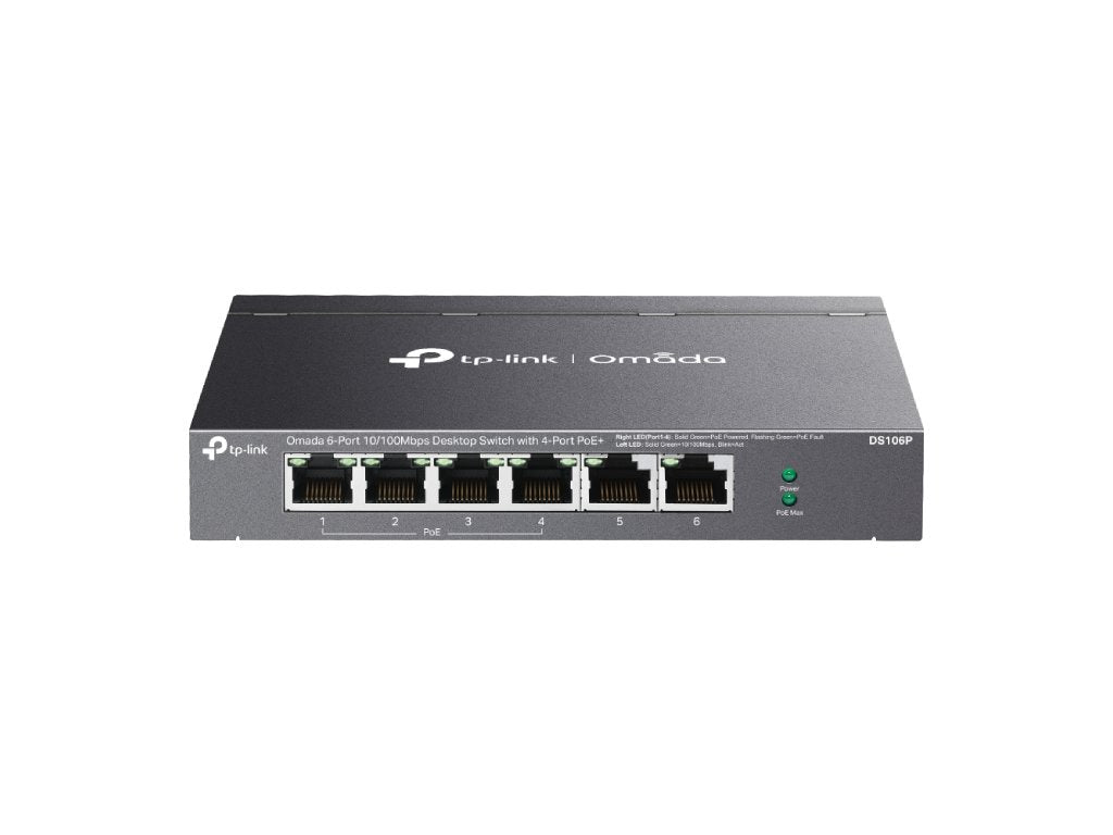 TP-LINK DS106P Omada 6-Port 10 - 100Mbps Unmanaged Desktop Switch with 4-Port PoE+, 67 W