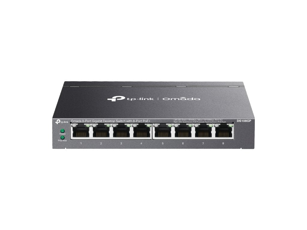 TP-LINK DS108GP Omada 8-Port Gigabit Unmanaged Desktop Switch with 8-Port PoE+, 65 W