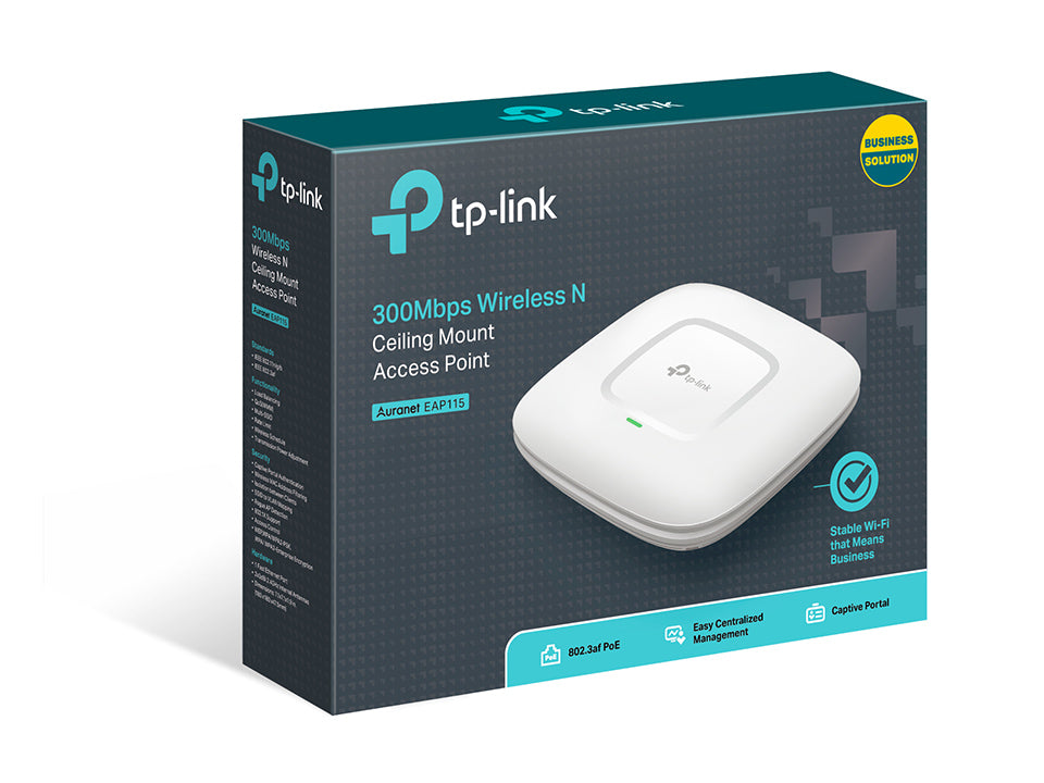 TP-LINK EAP115 Access point 300Mbps Wi-Fi N Ceiling Mount, 1x10 - 100Mbps LAN, 2xinterna antena 3dBi