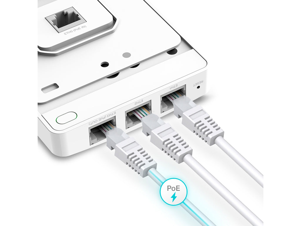 TP-LINK EAP615-WALL AX1800 Wall Plate WiFi 6 Access Point, 4 Gigabit Ports, 802.3af - at PoE