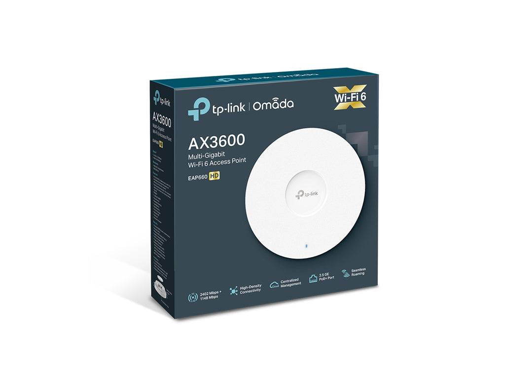 TP-LINK EAP660 HD AX3600 Wireless Dual Band Multi-Gigabit Ceiling Mount Access Point, Wi-Fi 6, PoE