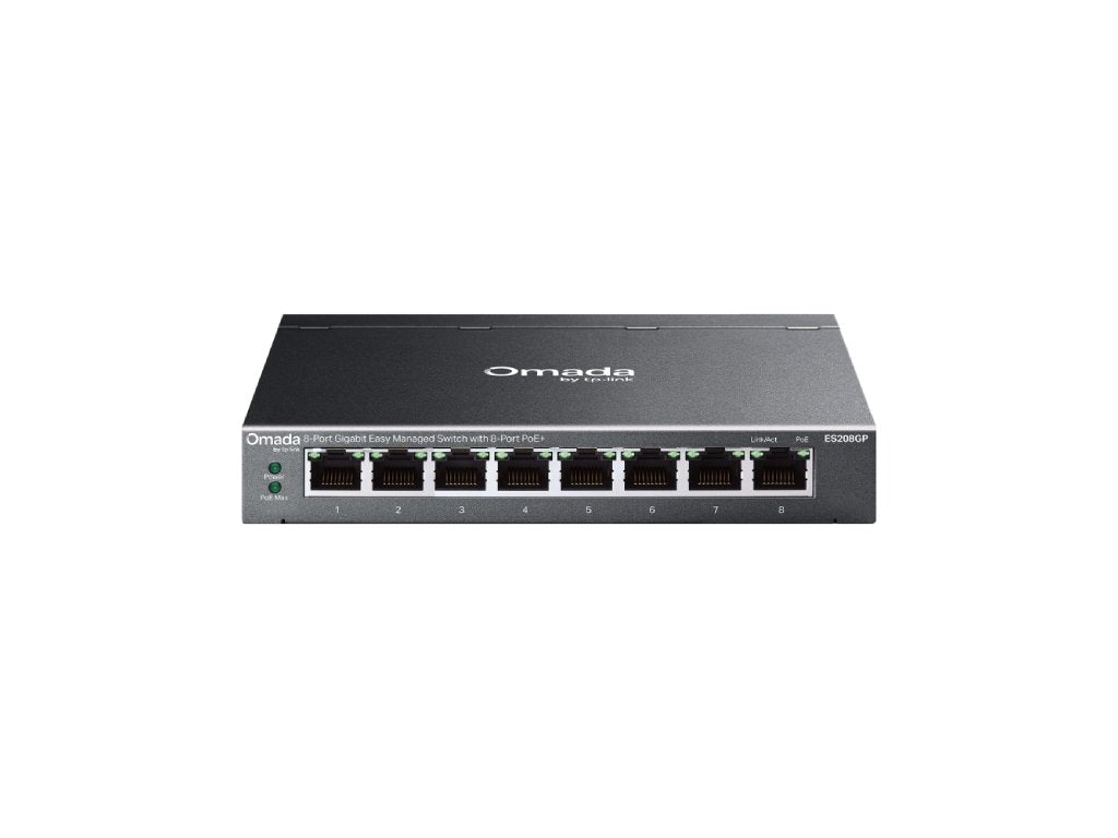 TP-LINK ES208GP Omada 8-Port Gigabit Easy Managed Switch with 8-Port PoE+, 64W Power Budget