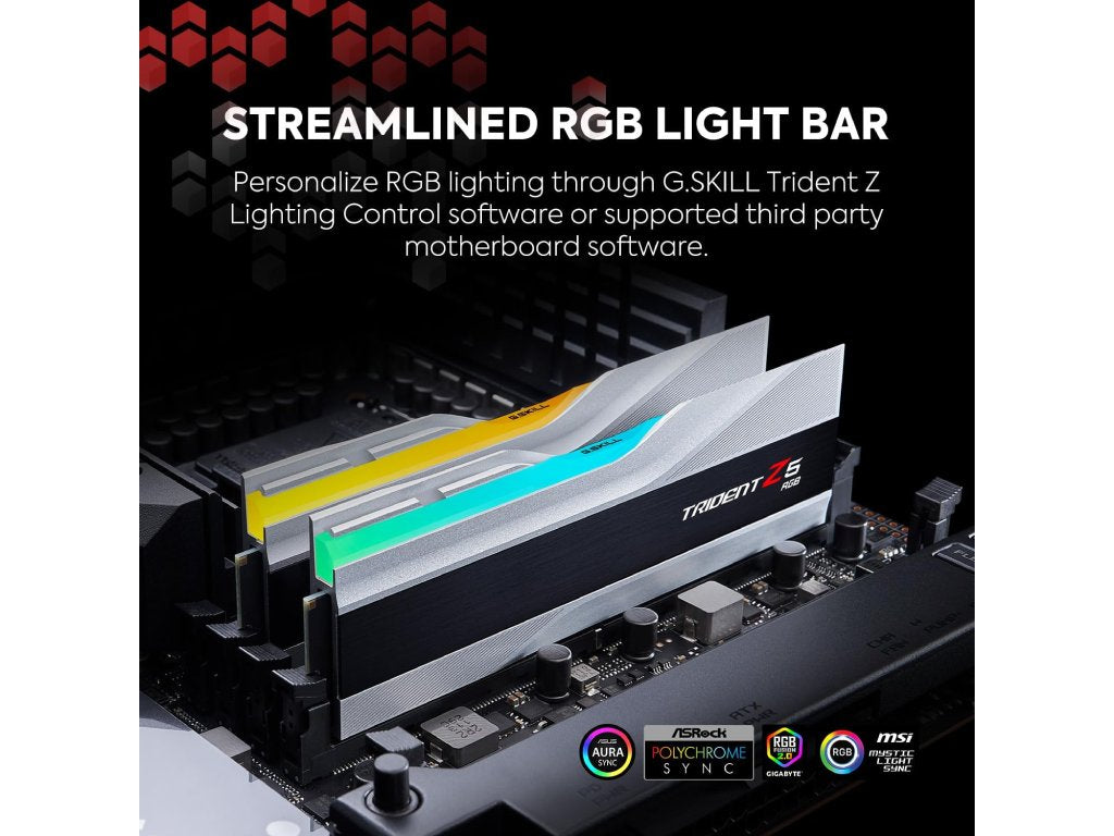 G.SKILL Trident Z5 RGB 32GB(2x 16GB) DDR5 6400 MT - s, CL32, 1.4V, 288-pin, Intel XMP 3.0