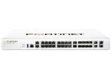22 x GE RJ45 (2xWAN,1xDMZ,1xMgmt,2xHA,16xswitch-4 SFP shared media),4 SFP,2x 10G SFP+ FortiLinks,RPS